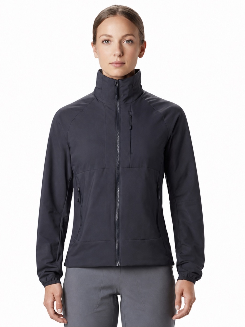 Mountain Hardwear Kor Stasis Hybrid Windbreaker Jacket In Dark Zinc Like New!